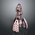 3D Rendered Sci Fi Rocket Model With Striped Patterns And Green Base Lights