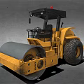Yellow Road Roller With Large Drum Black Tires And Operator Cabin 3d model