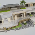 Modern Entrance Gate Design For International Community With Green Plants And Wooden Elements