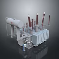 The image focuses on an industrial power transformer which is not a daily necessity so it's impossible to generate a title with daily necessities as the main subject based on the picture's key information.