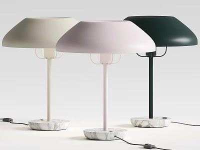 Modern Table Lamps in Beige Pink and Dark Green with Marble Bases 3d model
