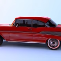 Red Classic Vintage Car With Sleek Body Design And Chrome Accents