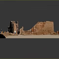 Detailed Ancient Scene Ruin Model With Brick Archway Scattered Stones And Small Figures