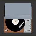 Stylish Vinyl Turntable for Home Living with Orange Base Blue Lid and Black Vinyl Record