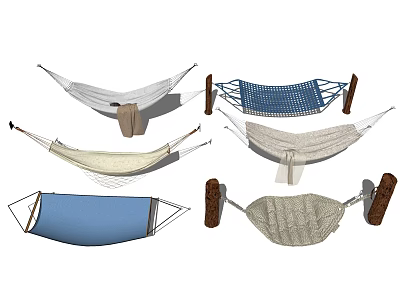 Assorted Hammocks In Different Colors And Styles For Outdoor Relaxation 3d model