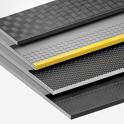 Layered Multi Textured Material With Black Gray Patterns And Yellow Strip 3d model