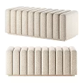 Beige Upholstered Sofa Bench With Striped Tufted Design Modern Minimalist Home Decor