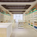 Modern Pharmacy Store Interior With Shelves Displaying Medicines And Service Counter