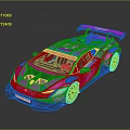 Neon Colored Racing Car With Vibrant Pink Purple Design And Aerodynamic Spoiler