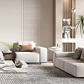 Modern Living Room Interior With Sofas Armchair And Art Decor 3d model
