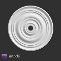 White Circular Plaster Ceiling Medallion With Concentric Circles And Central Hole