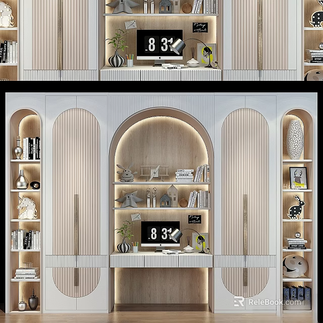 Elegant Modern Wardrobe Interior With Open Design Lighting Decoration Storage Compartments And Decorative Items 3d model