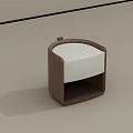 Modern Curved Stool With Brown Frame And White Upholstered Seat Minimalist Design
