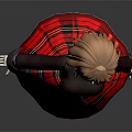 Anime Style Game Character With Orange Hair Red Plaid Skirt And Blue Eyes
