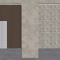 Two Fabric Wall Hangings With Brown White Section And Patterned Design On Beige Wall Background 3d model