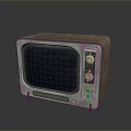 Classic Vintage Computer With Retro CRT Monitor Green Brown Case And Control Knobs
