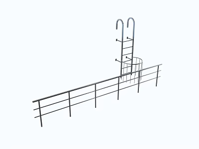 Sturdy Metal Fence With Ladder And Railing For Safety Protection 3d model