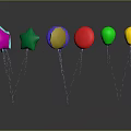 Colorful Star Shaped And Round Balloons With Shiny Surfaces In Various Bright Colors