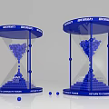 Blue Hourglass Shaped Art Installation With Granules And Structured Base 3d model
