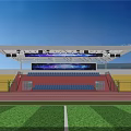 Outdoor Sports Stadium With Soccer Field Running Track Stands And Basketball Courts 3d model