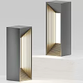 Modern Outdoor Pillar Lights With Metallic Finish And Golden Light Strips