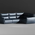 Modern Dark Leather Sectional Sofa Set With Different Configurations And Angles 3d model