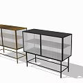 Modern Black Entryway Side Cabinet With Vertical Slat Doors And Tall Legs Design
