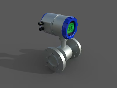 Industrial Flow Meter with Metal Structure Digital Display Screen for Accurate Measurement in Industrial Applications 3d model