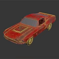 Red Vintage Car Model With Weathered Paint Black Roof And Golden Shiny Wheels