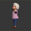 Cartoon Elderly Woman Character With Pink Jacket Blue Pants Brown Shoes And Glasses