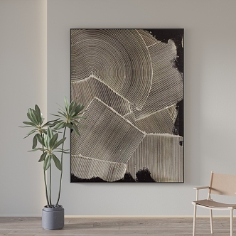 Modern abstract painting black and white hanging painting 3d model