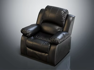 Black Leather Single Sofa With Modern Comfortable Design And Armrests 3d model
