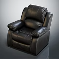 Black Leather Single Sofa With Modern Comfortable Design And Armrests 3d model