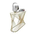 Modern Elegant Console Table With Marble Top Gold Metal Frame And Decorative Items