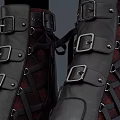 Stylish Black Leather Boots With Metal Buckles And Lace Up Details