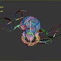 Futuristic Drone Design With Four Propellers Metallic Body And Green Circuit Top