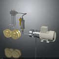 Mechanical Assembly With Yellow Gears Electric Motor Metal Brackets And Connecting Components