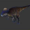 Incredible Dinosaur with Colorful Frill Brown Body and Purple Blue Head Standing