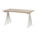 Minimalist Modern Dining Table With Light Wood Top and White Triangular Legs 3d model