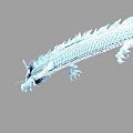 Blue Dragon With Slender Body Scales And Claws Against Grey Background