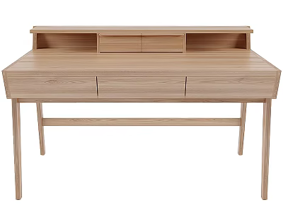 Minimalist Modern Wooden Desk With Three Drawers And Open Upper Storage 3d model