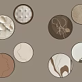 Circular Wall Decor With Various Abstract Designs And Brown White Textures 3d model
