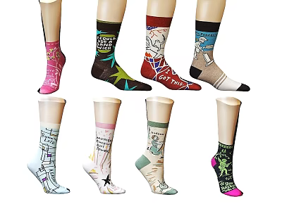 Colorful Fashionable Socks With Various Creative Prints And Designs For Daily Wear 3d model
