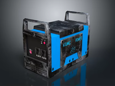 Black and Blue Atomic Power Generator With Control Panel And Handles 3d model