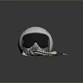 White Helmet With Black Face Shield And Breathing Apparatus Straps Design