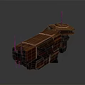 Futuristic Brown Spaceship Design with Detailed Antennas and Platform Structures for Deep Space Exploration Missions