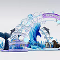 Ocean Themed Photo Check in Spot With Dolphins Whales Corals And Colorful Decorations
