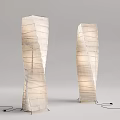 Floor Lamps With White Paper Pleated Design And Warm Light In Modern Style