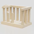 Classical Fluted Columns Architectural Model with Square Base and Entablature