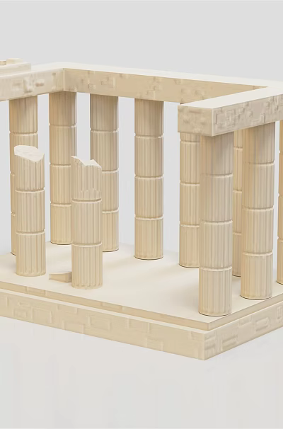Classical Fluted Columns Architectural Model with Square Base and Entablature 3d model